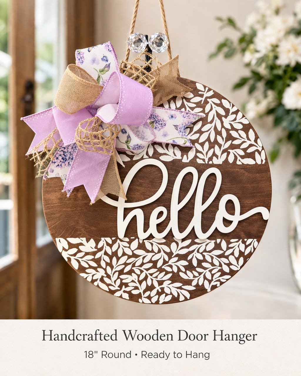 Handcrafted Luxury Door Hanger – 18” Hello Sign