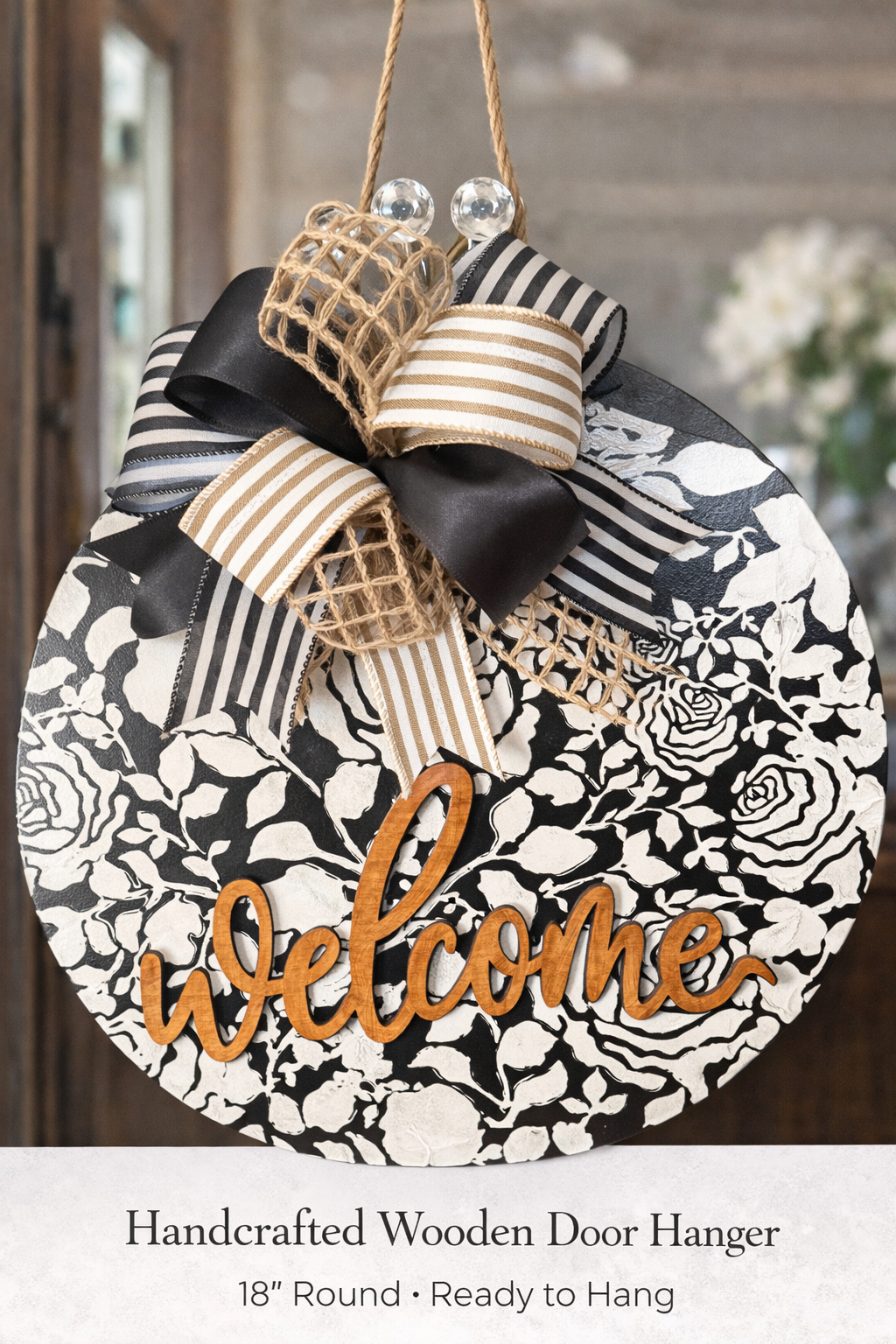 Handcrafted Luxury Door Hanger – 18” Welcome Sign