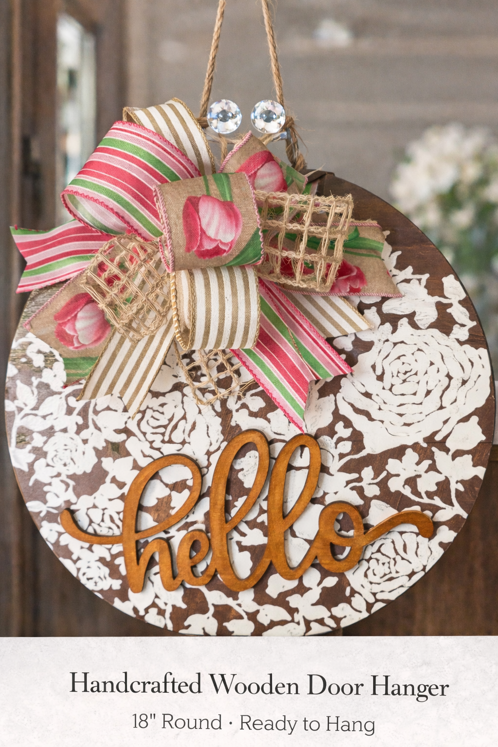 Handcrafted Luxury Door Hanger – 18” Hello Sign