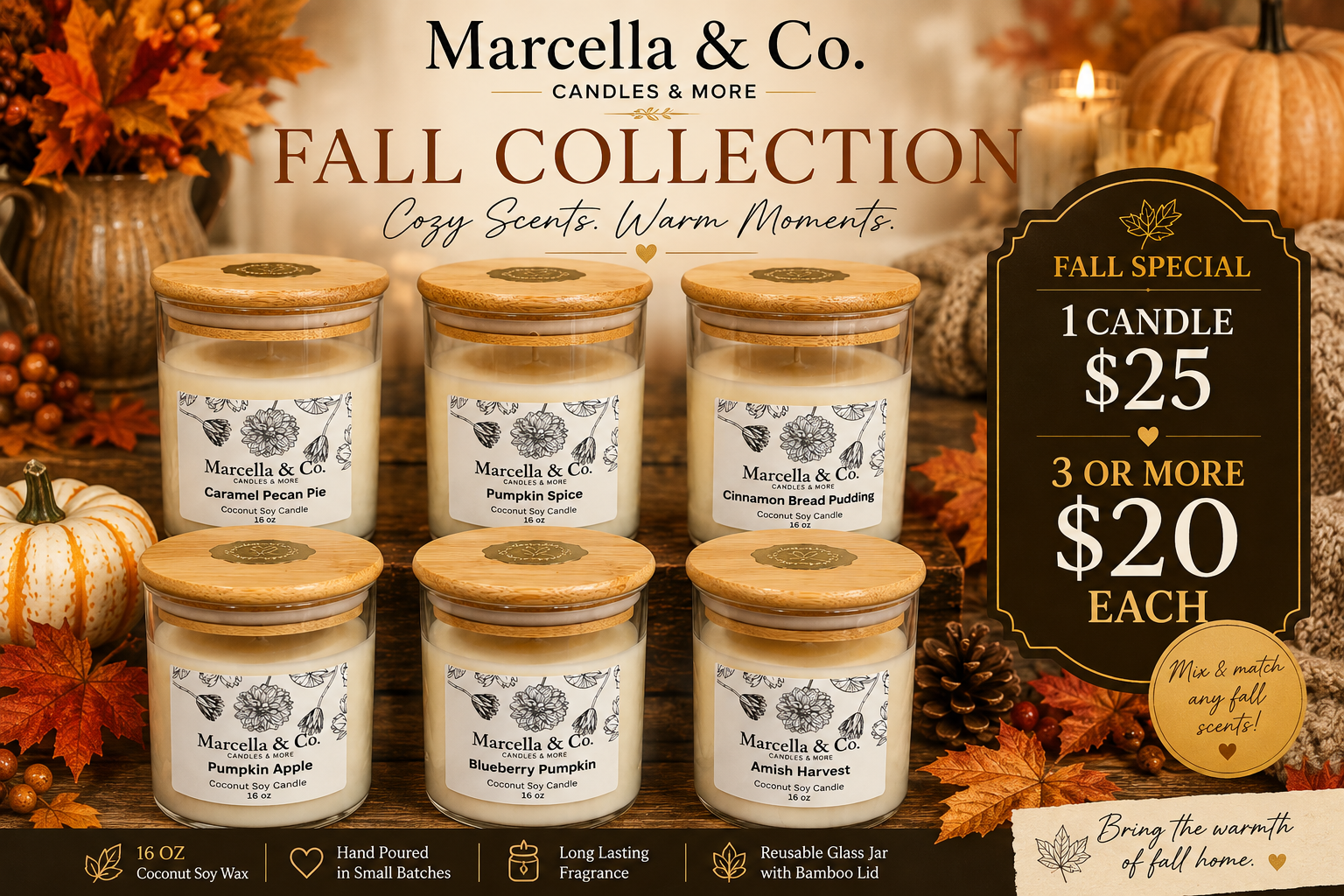Fall Collection – 16 oz Coconut Soy Candles